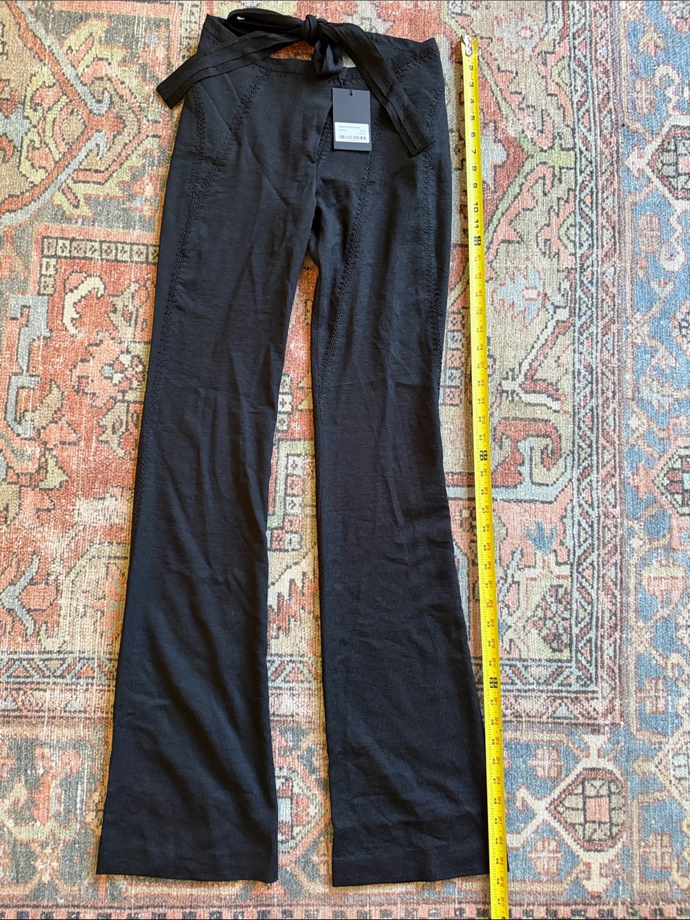 Black Knit Flare Jeans with Tie Waist - Brand Unspecified